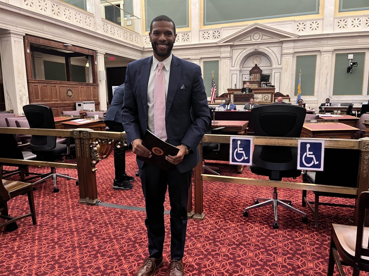 A photo of ABA team member Lew Myers at the Philadelphia City Council in May 2025.