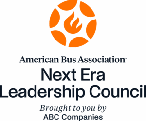 A logo for the American Bus Association Next Era Leadership Council, brought to you by ABC Companies.