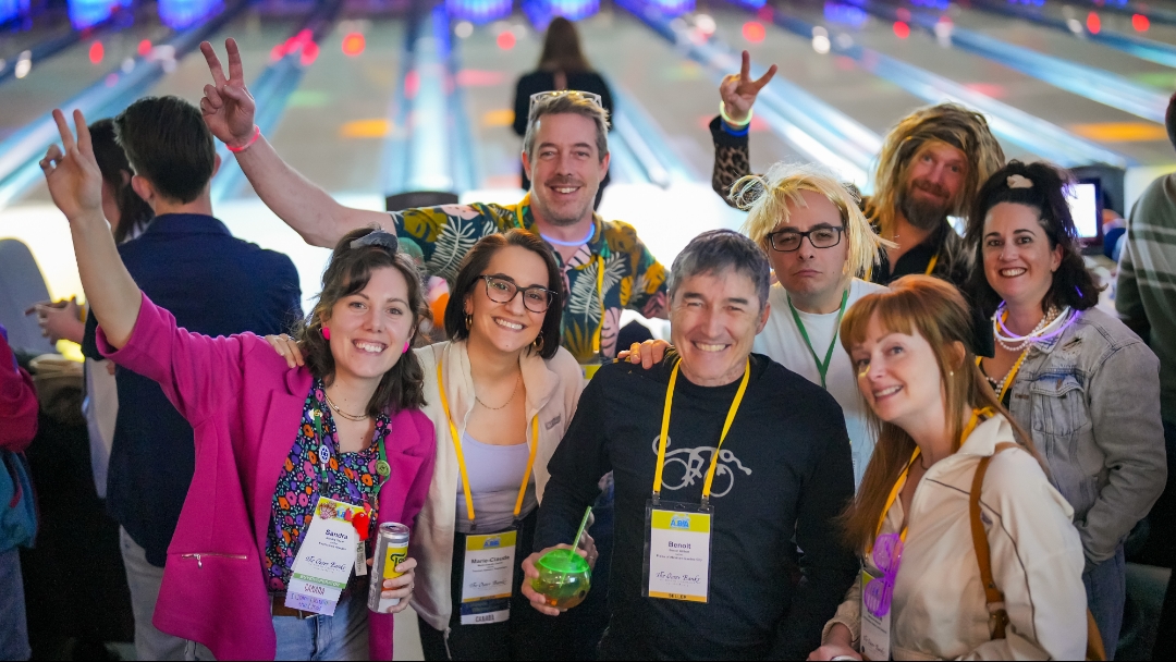 An image of a group of ABA members at a bowling networking event at Marketplace 2026.