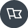 A gray circular icon. The icon includes white lines that show a flag.